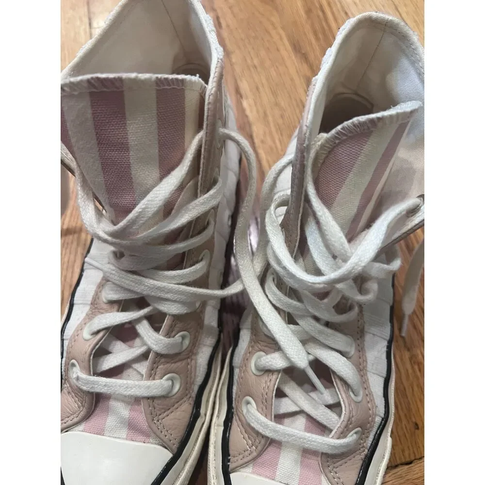 Converse Chuck 70 Striped High Top Sneakers Pink White 7.5